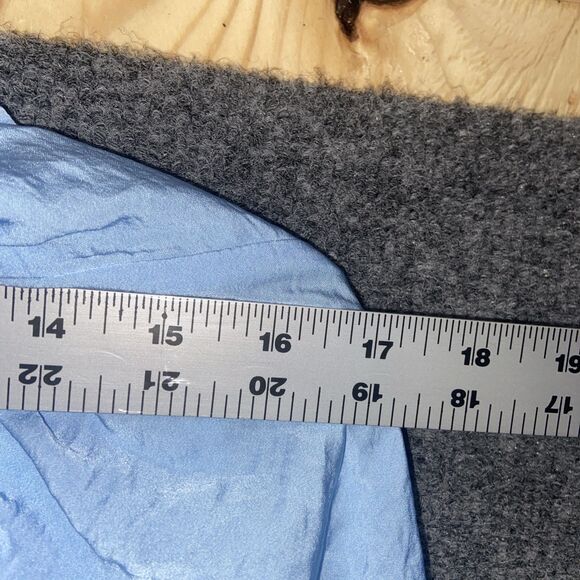 Hyfve Blue Ruched Crop Top Puff Sleeves Size Large - Picture 5 of 9